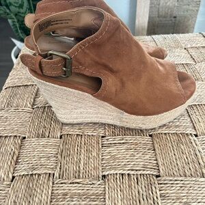 Brown Suede Wedge Sandals
